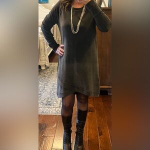 Athleta Charcoal Gray Long Sleeve Velvety Jersey Dress-Sz L